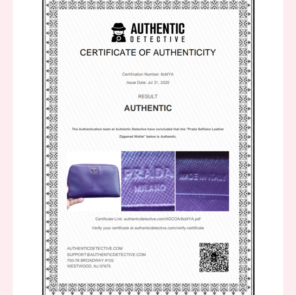 Prada Purple Leather Full Size Zip Wallet with COA - Picture 10 of 10